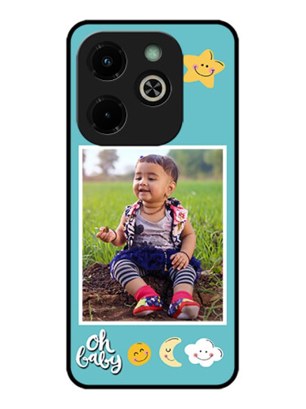 Custom Infinix Hot 40I Custom Glass Phone Case - Smiley Kids Stars Design