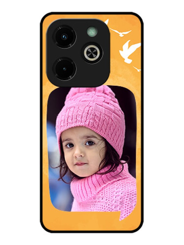 Custom Infinix Hot 40I Custom Glass Phone Case - Water Color Design With Bird Icons