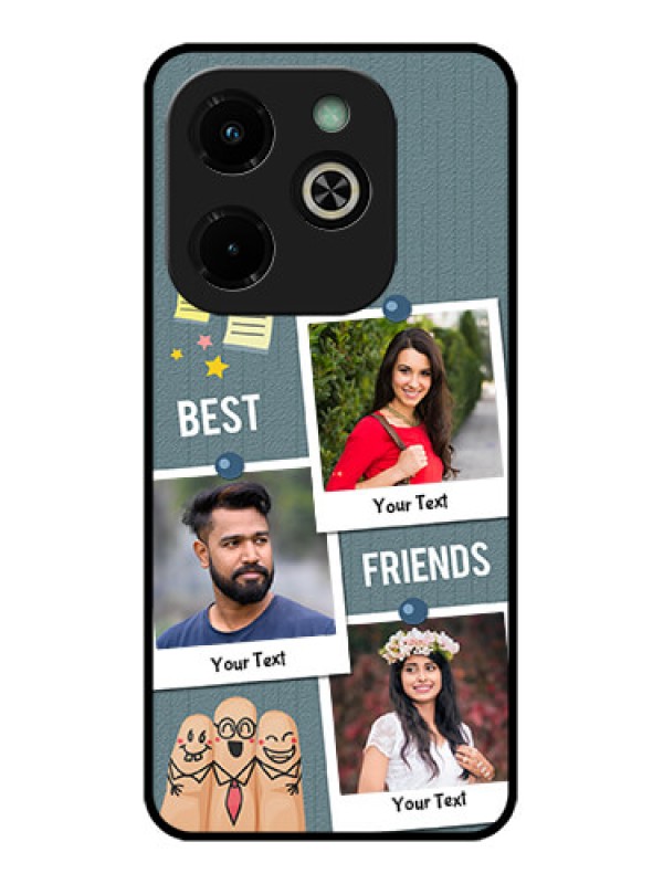 Custom Infinix Hot 40I Custom Glass Phone Case - Sticky Frames And Friendship Design