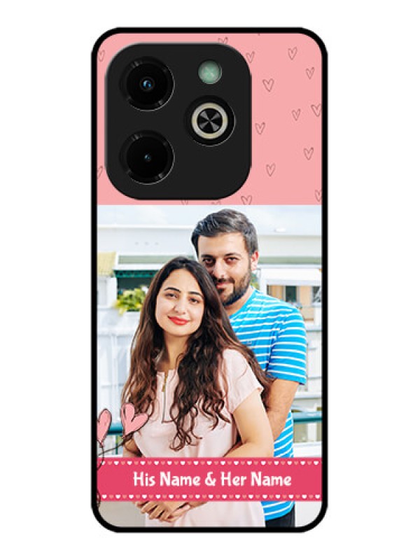 Custom Infinix Hot 40I Custom Glass Phone Case - Love Design Peach Color