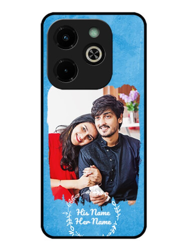 Custom Infinix Hot 40I Custom Glass Phone Case - Blue Color Vintage Design