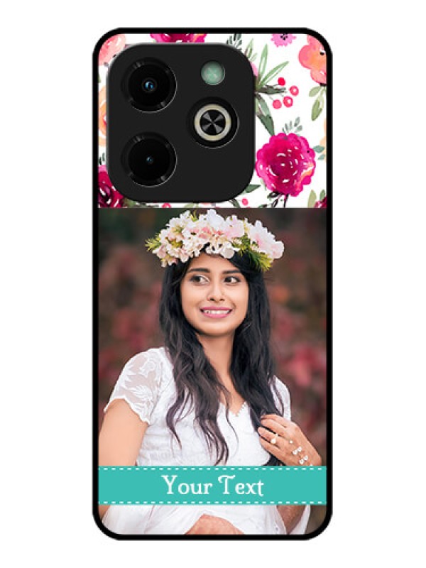 Custom Infinix Hot 40I Custom Glass Phone Case - Water Colors Floral Design