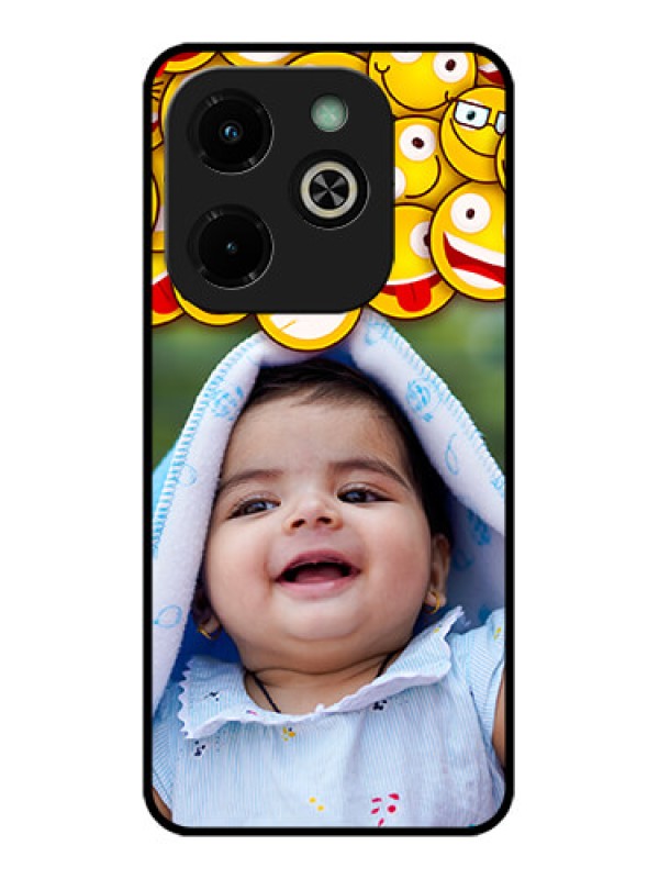 Custom Infinix Hot 40I Custom Glass Phone Case - With Smiley Emoji Design