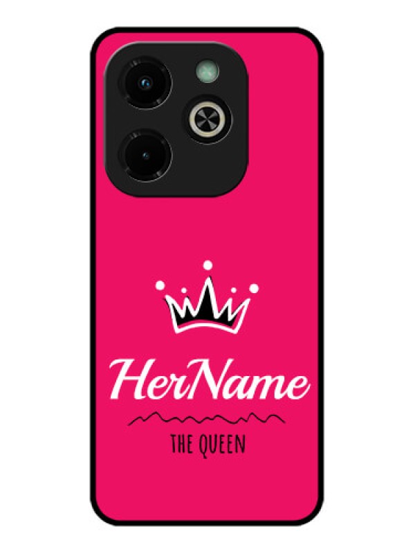 Custom Infinix Hot 40I Custom Glass Phone Case - Queen With Name Design