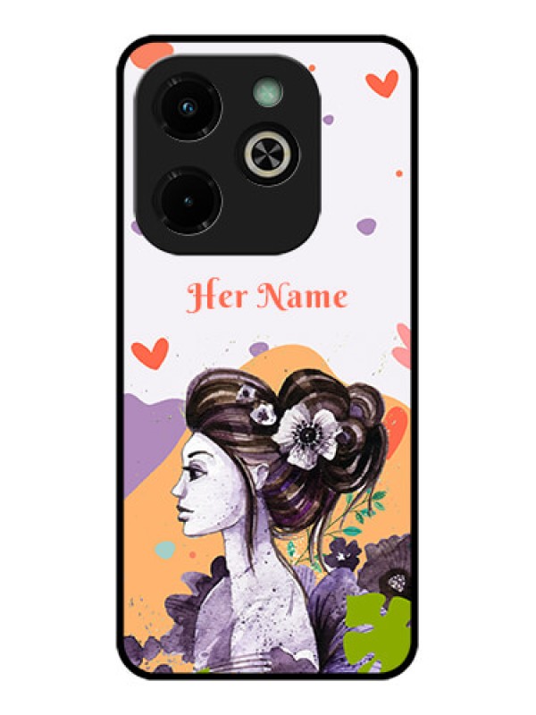 Custom Infinix Hot 40I Custom Glass Phone Case - Woman And Nature Design
