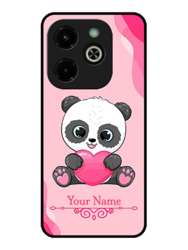 Custom Infinix Hot 40I Custom Glass Phone Case - Cute Panda Design