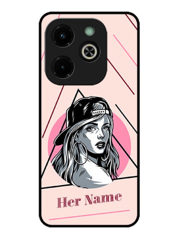 Custom Infinix Hot 40I Custom Glass Phone Case - Rockstar Girl Design