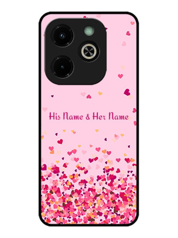 Custom Infinix Hot 40I Custom Glass Phone Case - Floating Hearts Design
