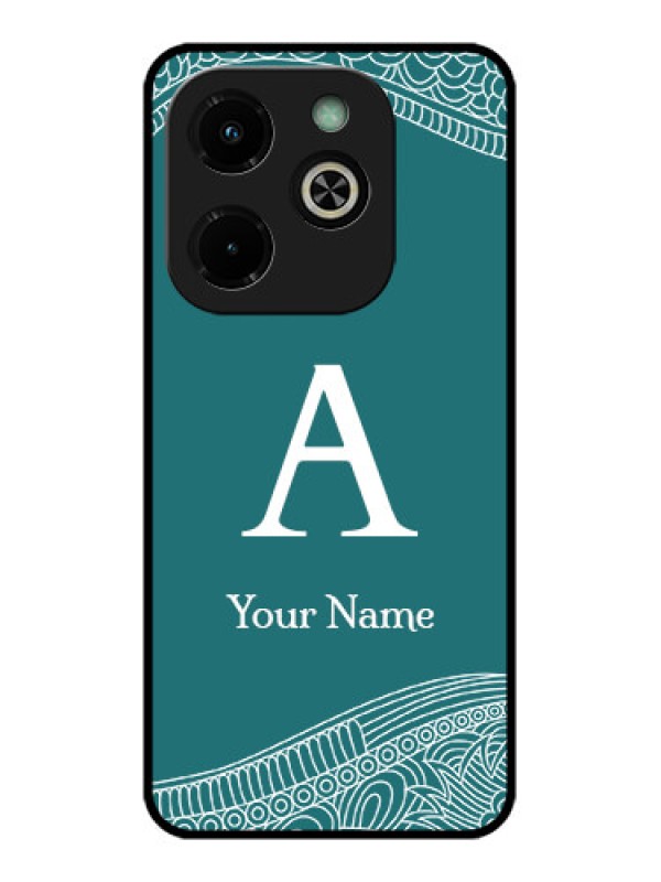 Custom Infinix Hot 40I Custom Glass Phone Case - Line Art Pattern With Custom Name Design