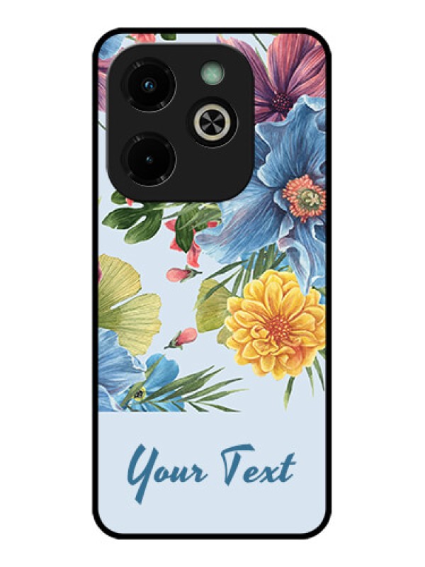 Custom Infinix Hot 40I Custom Glass Phone Case - Stunning Watercolored Flowers Painting Design