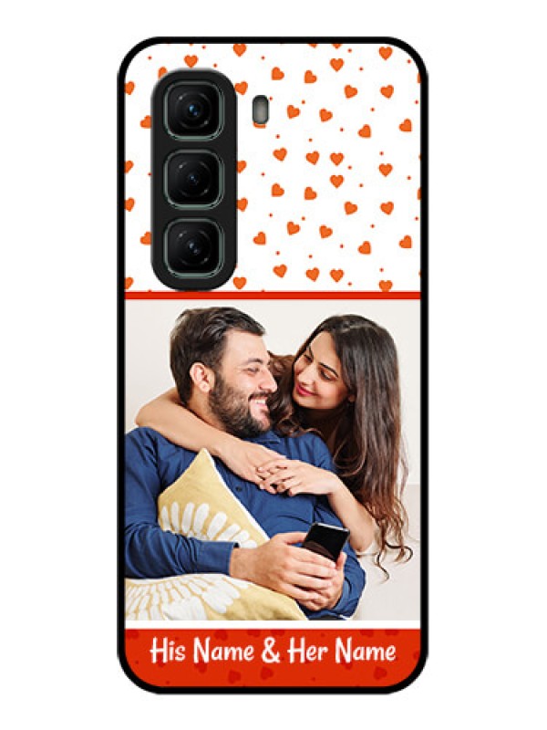 Custom Infinix Hot 50 5G Custom Glass Phone CaseOrange Love Symbol Design