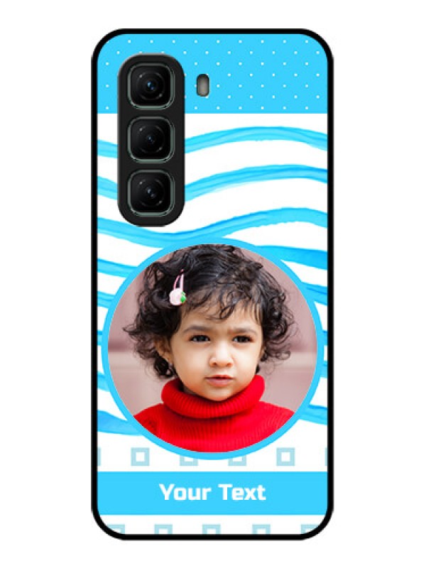 Custom Infinix Hot 50 5G Custom Glass Phone CaseSimple Blue Case Design