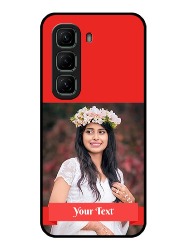 Custom Infinix Hot 50 5G Custom Glass Phone CaseSimple Red Color Design