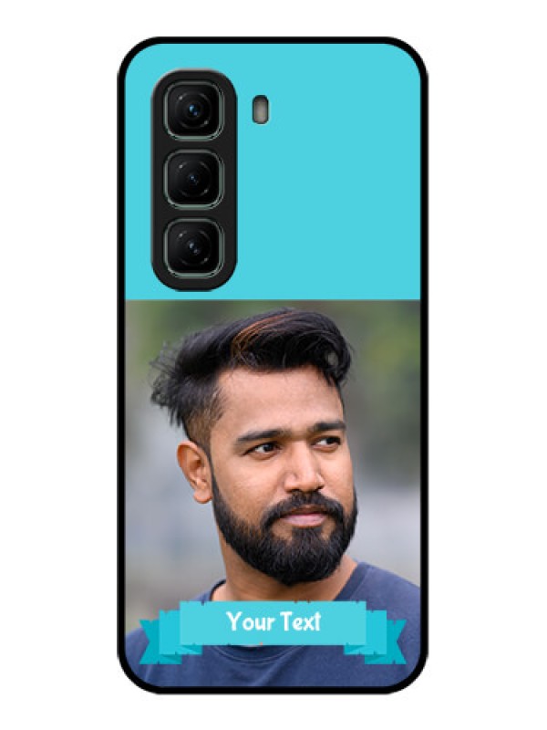 Custom Infinix Hot 50 5G Custom Glass Phone CaseBlue Color Design