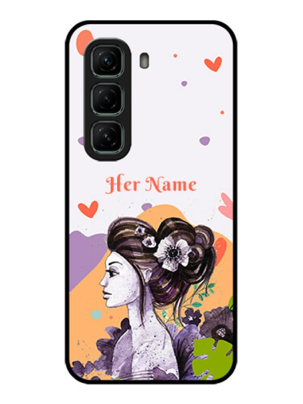 Custom Infinix Hot 50 5G Custom Glass Phone CaseWoman And Nature Design