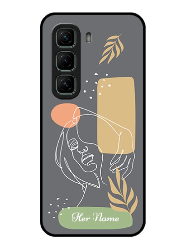 Custom Infinix Hot 50 5G Custom Glass Phone CaseGazing Woman Line Art Design
