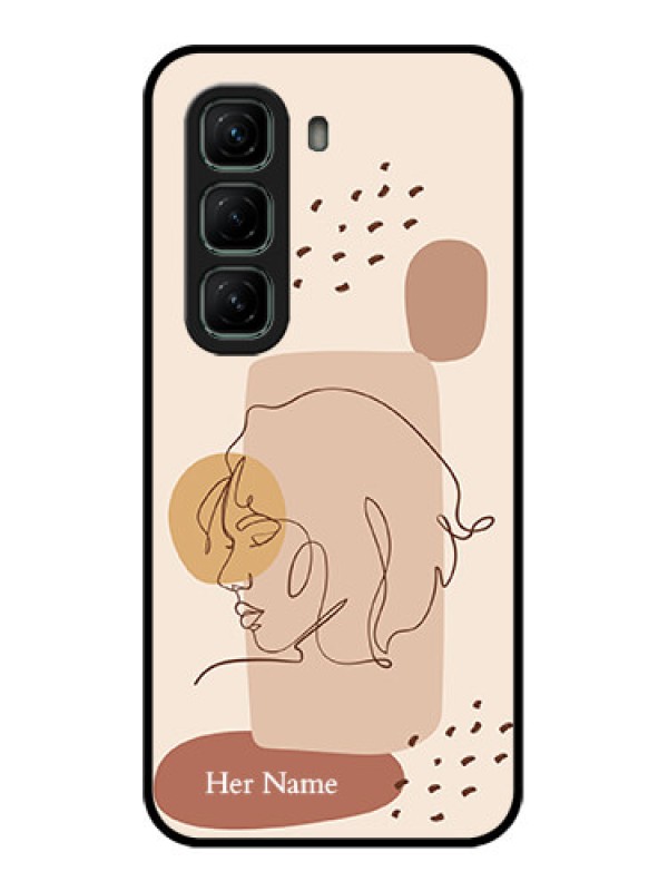 Custom Infinix Hot 50 5G Custom Glass Phone CaseCalm Woman Line Art Design