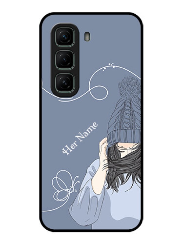Custom Infinix Hot 50 5G Custom Glass Phone CaseGirl In Winter Outfit Design