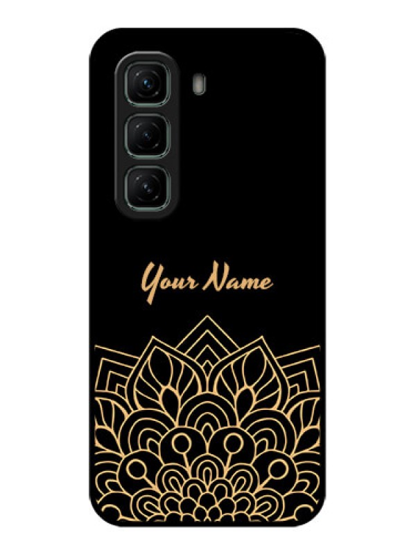 Custom Infinix Hot 50 5G Custom Glass Phone CaseGolden Mandala Design