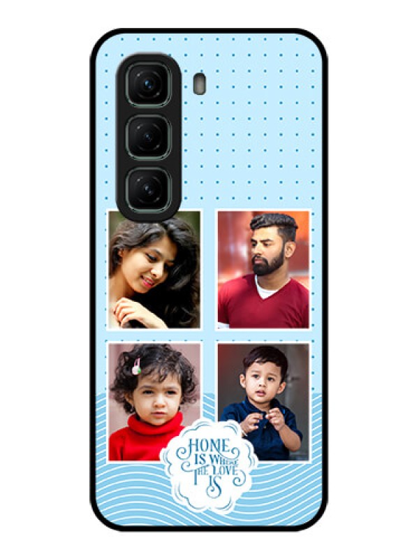 Custom Infinix Hot 50 5G Custom Glass Phone CaseCute Love Quote With 4 Pic Upload Design