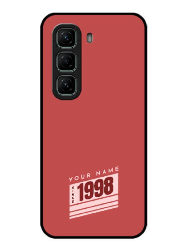 Custom Infinix Hot 50 5G Custom Glass Phone CaseRed Custom Year Of Birth Design