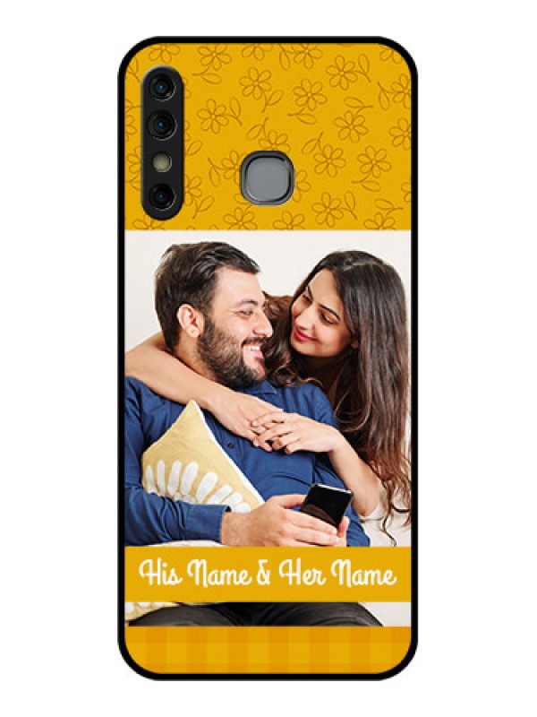 Custom Infinix Hot 8 Custom Glass Phone Case - Yellow Floral Design