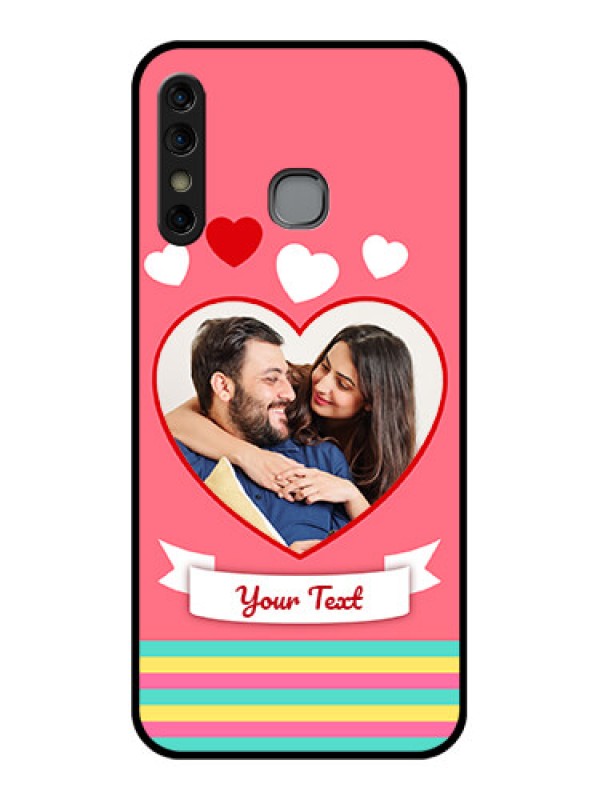 Custom Infinix Hot 8 Custom Glass Phone Case - Love Shapes Doodle Design