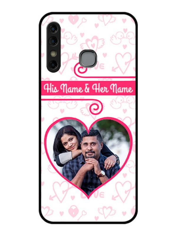 Custom Infinix Hot 8 Custom Glass Phone Case - Heart Shape Love Design