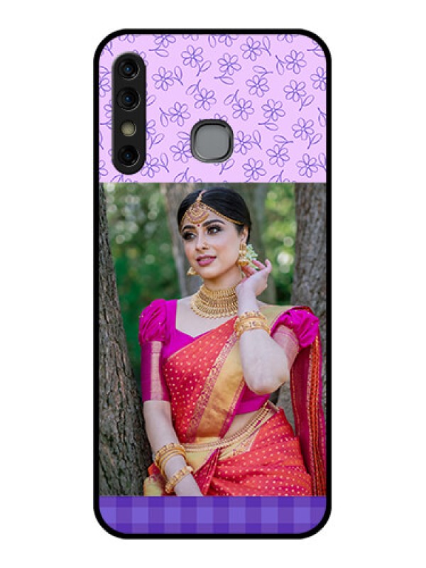 Custom Infinix Hot 8 Custom Glass Phone Case - Purple Floral Design