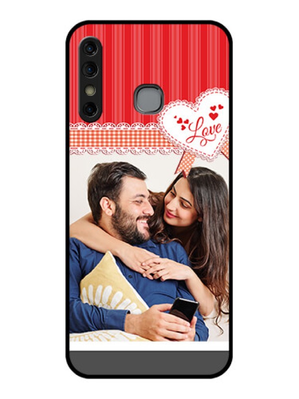 Custom Infinix Hot 8 Custom Glass Phone Case - Red Love Pattern Design