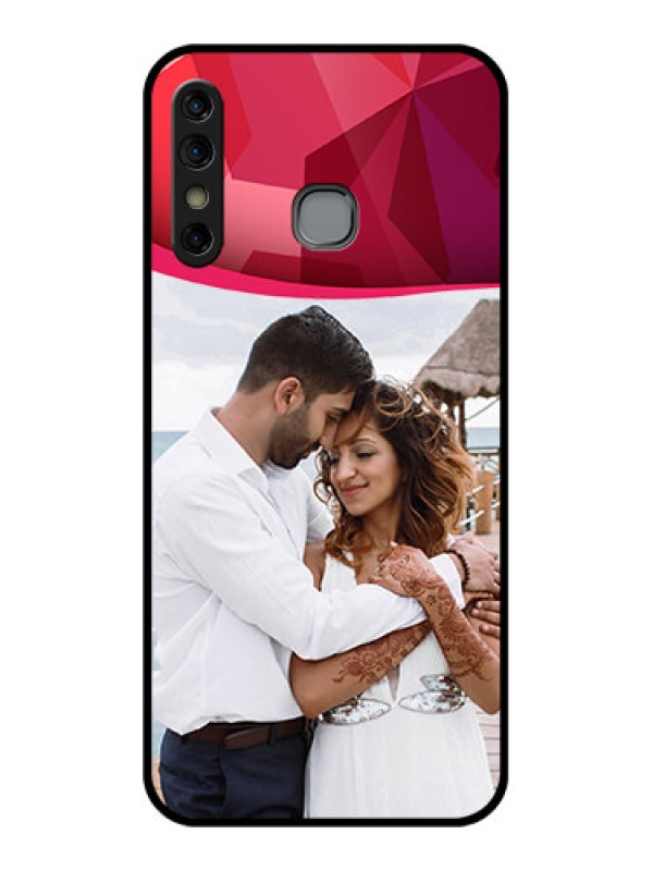 Custom Infinix Hot 8 Custom Glass Phone Case - Red Abstract Design