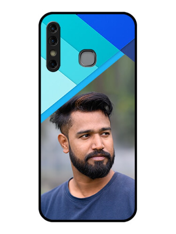 Custom Infinix Hot 8 Custom Glass Phone Case - Blue Pattern Design