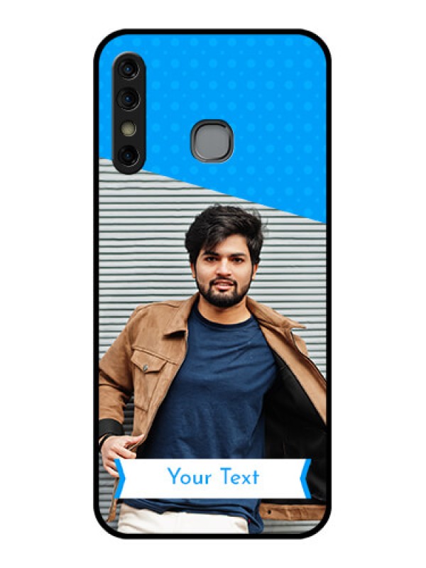 Custom Infinix Hot 8 Custom Glass Phone Case - Simple Blue Color Design