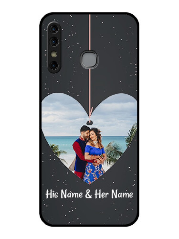 Custom Infinix Hot 8 Custom Glass Phone Case - Hanging Heart Design