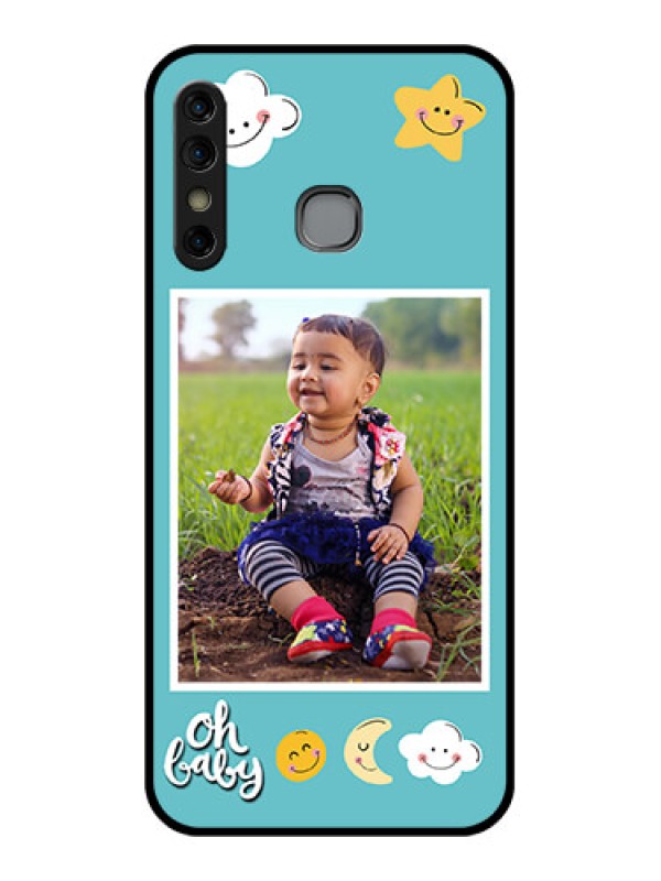 Custom Infinix Hot 8 Custom Glass Phone Case - Smiley Kids Stars Design