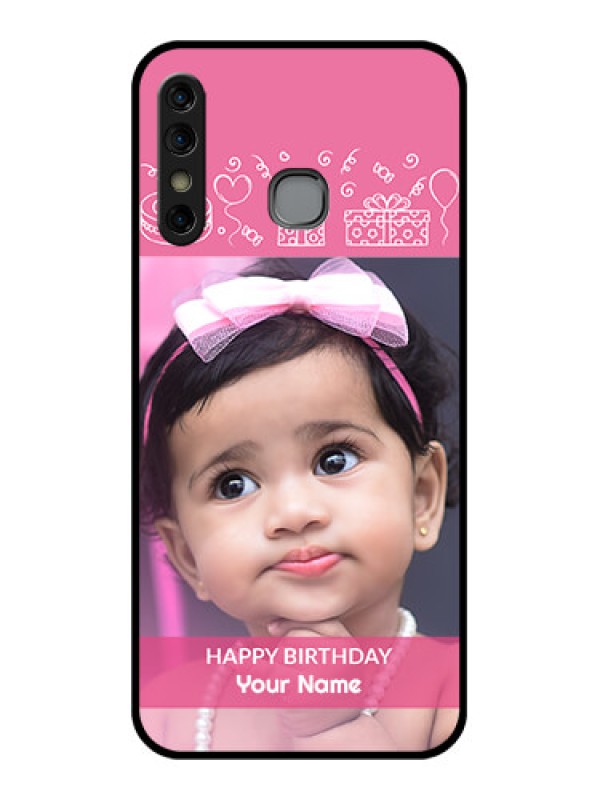 Custom Infinix Hot 8 Custom Glass Phone Case - With Birthday Line Art Design
