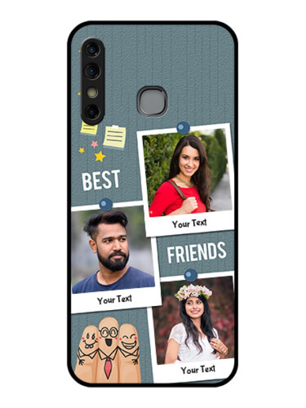 Custom Infinix Hot 8 Custom Glass Phone Case - Sticky Frames And Friendship Design