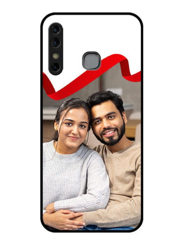 Custom Infinix Hot 8 Custom Glass Phone Case - Red Ribbon Frame Design