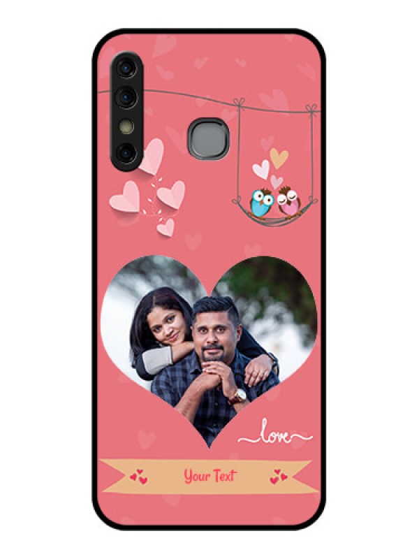 Custom Infinix Hot 8 Custom Glass Phone Case - Peach Color Love Design