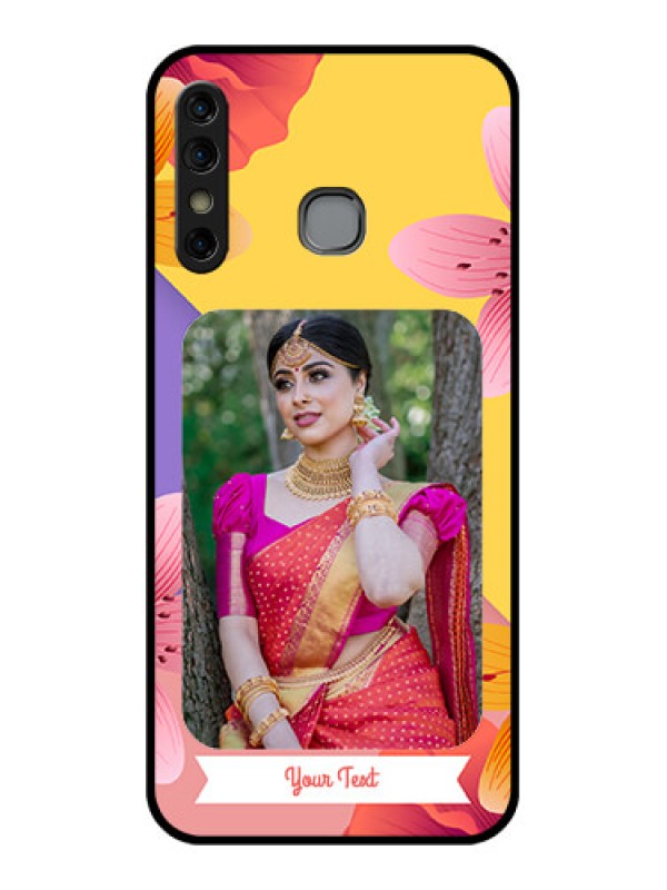 Custom Infinix Hot 8 Custom Glass Phone Case - 3 Image With Vintage Floral Design