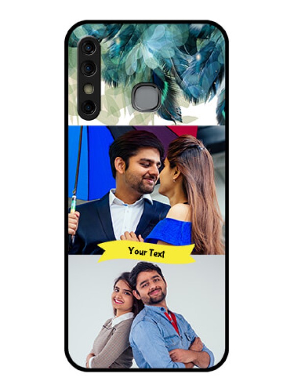 Custom Infinix Hot 8 Custom Glass Phone Case - Image With Boho Peacock Feather Design