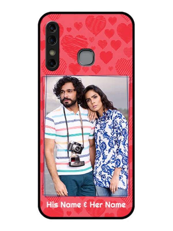 Custom Infinix Hot 8 Custom Glass Phone Case - With Red Heart Symbols Design