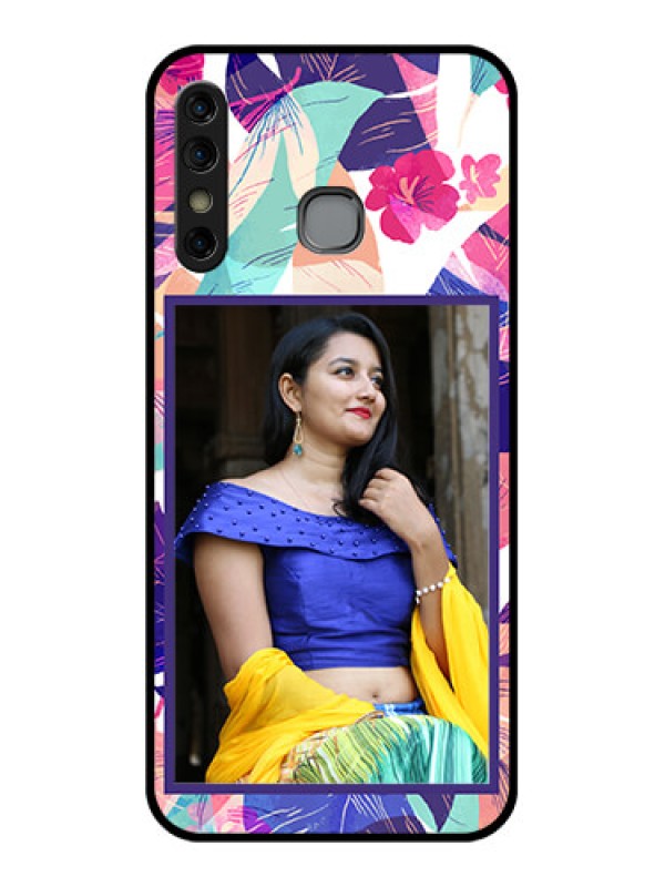 Custom Infinix Hot 8 Custom Glass Phone Case - Abstract Floral Design