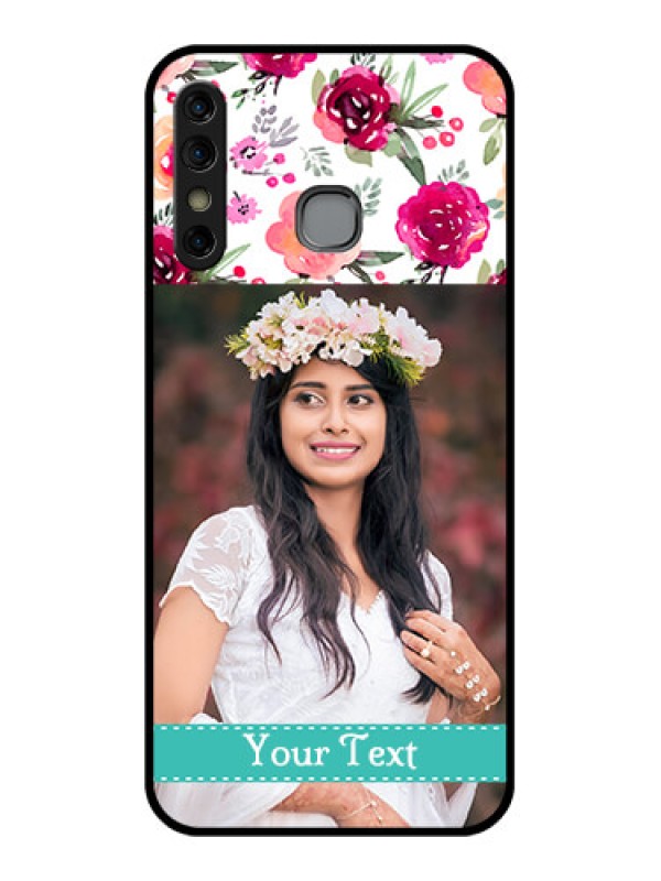 Custom Infinix Hot 8 Custom Glass Phone Case - Water Colors Floral Design