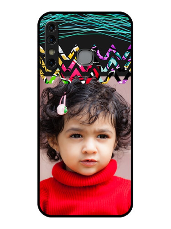 Custom Infinix Hot 8 Custom Glass Phone Case - Neon Abstract Design