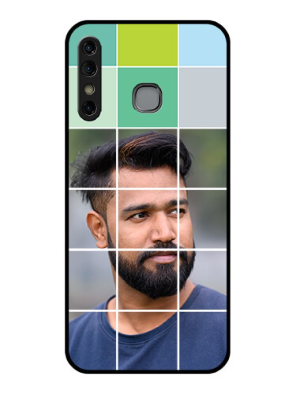 Custom Infinix Hot 8 Custom Glass Phone Case - With White Box Pattern