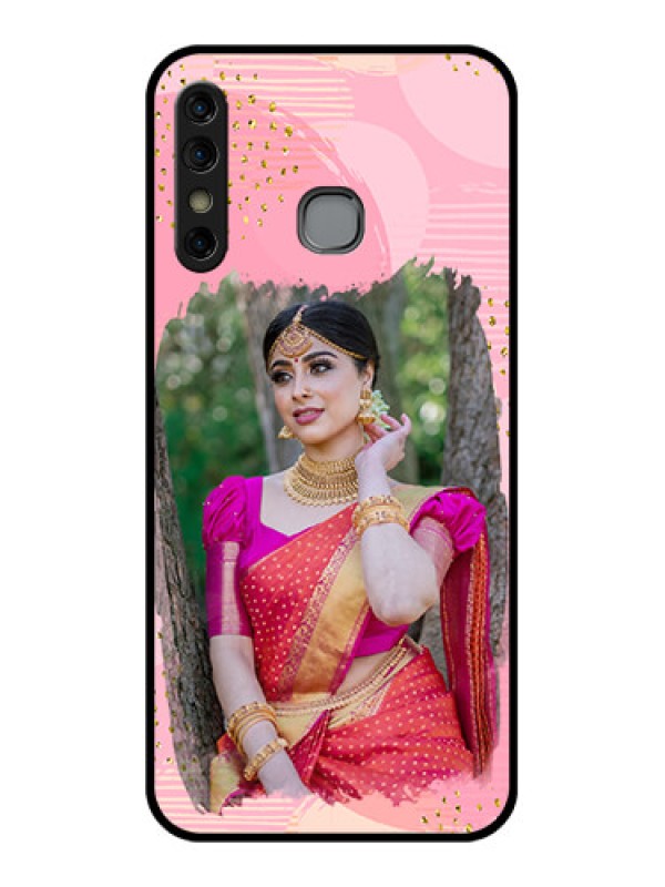 Custom Infinix Hot 8 Custom Glass Phone Case - Gold Glitter Splash Design