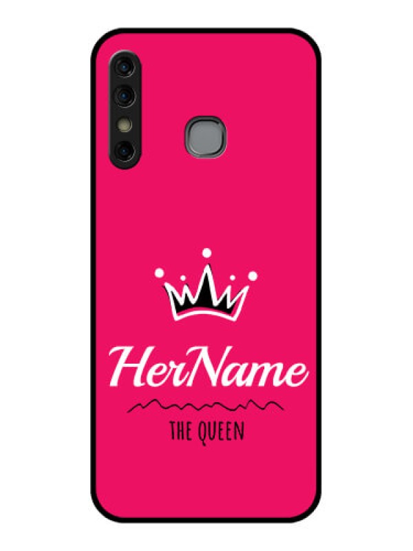 Custom Infinix Hot 8 Custom Glass Phone Case - Queen With Name Design