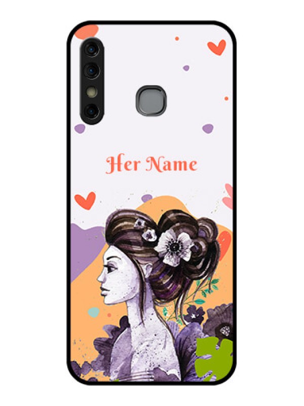 Custom Infinix Hot 8 Custom Glass Phone Case - Woman And Nature Design