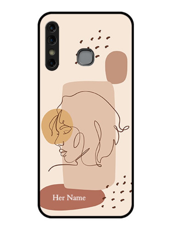 Custom Infinix Hot 8 Custom Glass Phone Case - Calm Woman Line Art Design